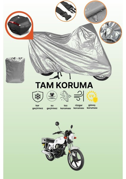 Gri Arka Çanta Uyumlu Falcon Crazy 125 Uyumlu Motor Brandası, Koruyucu Örtü