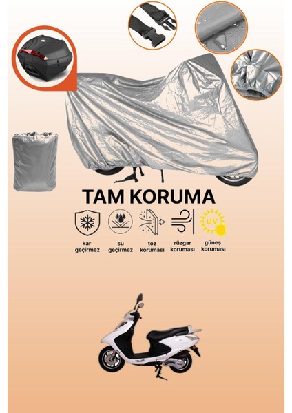 Gri Arka Çanta Uyumlu Falcon Dolphin 125 Efı Uyumlu Motor Brandası, Koruyucu Örtü