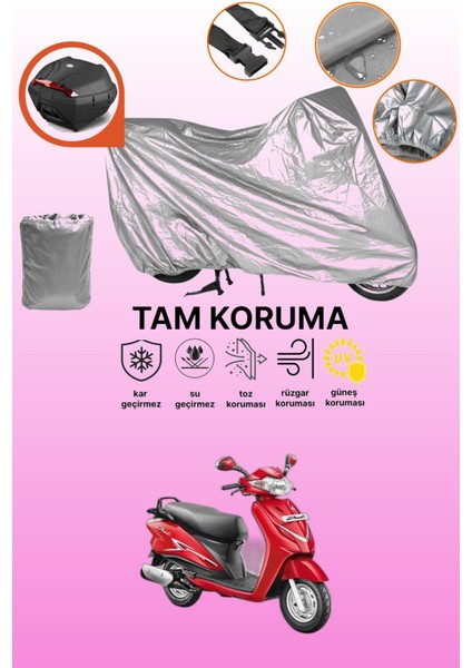 Gri Arka Çanta Uyumlu Hero Duet 110I Uyumlu Motor Brandası, Koruyucu Örtü