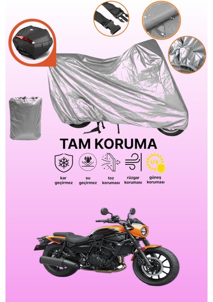 Gri Arka Çanta Uyumlu Kawasaki Eliminator 500 Se Uyumlu Motor Brandası, Koruyucu Örtü