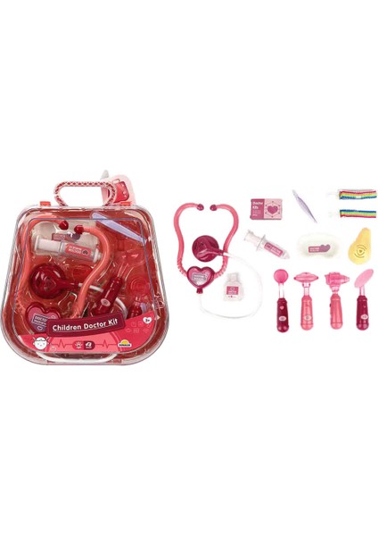 Sesli ve Işıklı Çantalı Doktor Seti - Pembe