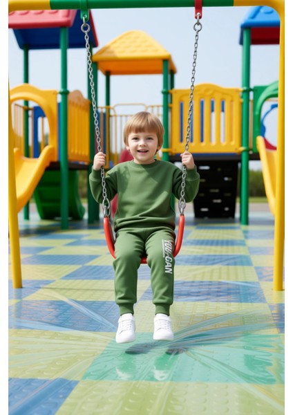 Motivasyon Odaklı Erkek Çocuk Örme Takım Sweatshirt ve Eşofman Altı Kaliteli Şık Rahat