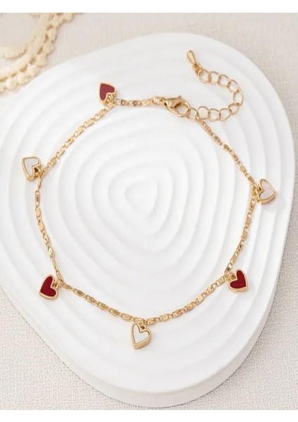 14K Altın Kaplama Kalpli Bileklik