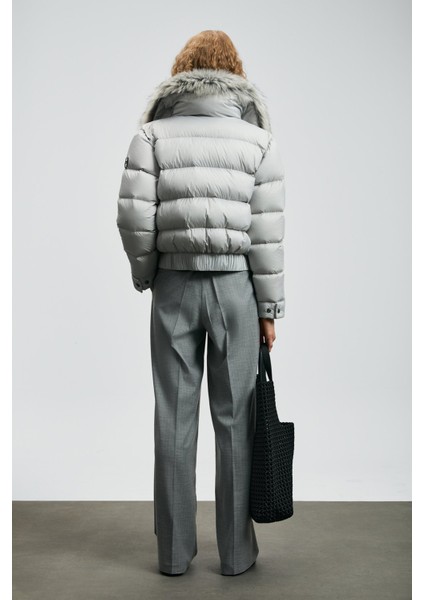 Kapitoneli Relaxed Tüylü Yaka Fit Mont Bayan Mont 122120041