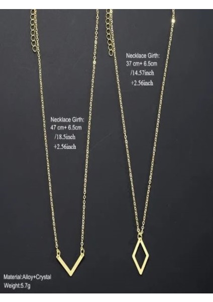 2 Parça Şık V Şekilli Kolye-Kc Altın Kaplama fiyatları