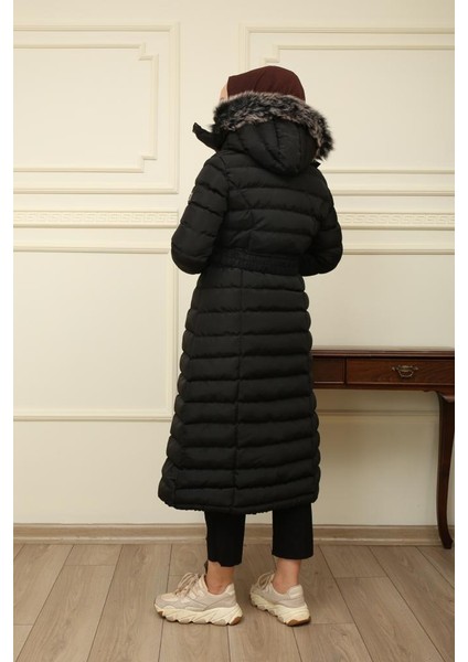 Kadın Yeni Sezon Memori Kumaş Kemerli Kapşonlu Su Geçirmez Şişme Mont modelleri