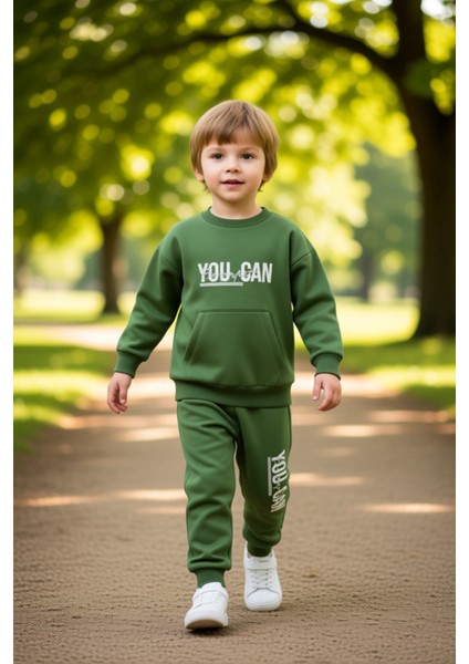 Motivasyon Odaklı Erkek Çocuk Örme Takım Sweatshirt ve Eşofman Altı Kaliteli Şık Rahat modelleri