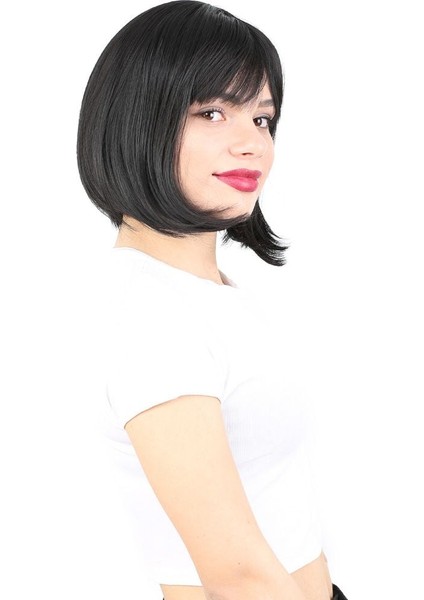 Küt Kahküllü Fiber Sentetik Peruk / Siyah fiyatları