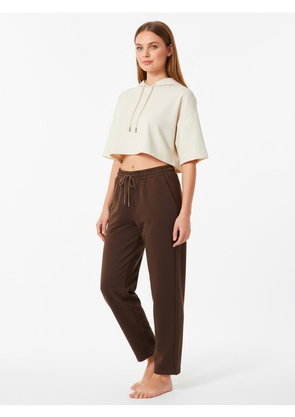 Düz Paça Eşofman Altı Kremit 3011