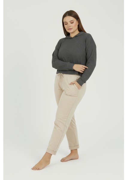 Duble Paça Büyük Beden Eşofman Altı Bej 2020 fırsatları