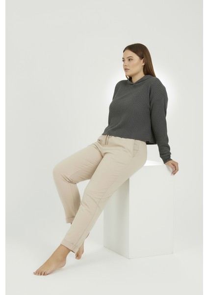 Duble Paça Büyük Beden Eşofman Altı Bej 2020 indirimleri