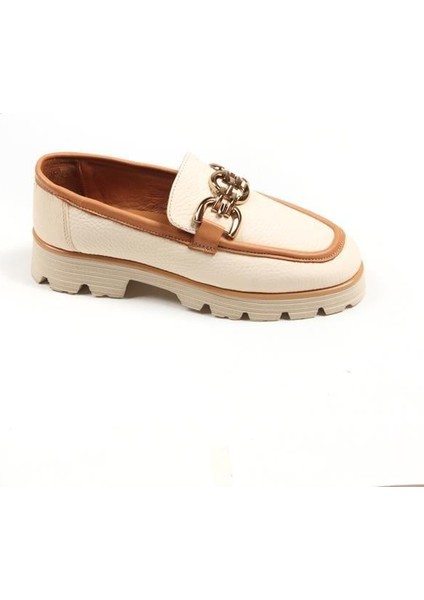 Majensia 141209 Tokalı Loafer Hakiki Deri Bej Flotur modelleri