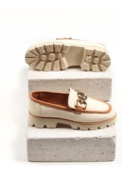 Majensia 141209 Tokalı Loafer Hakiki Deri Bej Flotur fırsatları