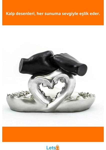 Özel Tasarım Kalpli Polyester Şık Sunum Tepsisi 23X16 cm fiyatları