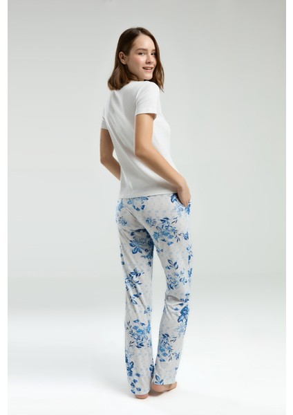 Kadın Kaşkorse Kumaş Kısa Kollu Pijama Takımı