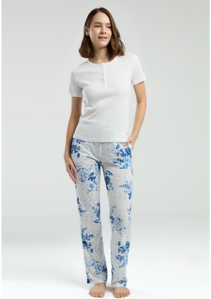 Kadın Kaşkorse Kumaş Kısa Kollu Pijama Takımı fırsatları