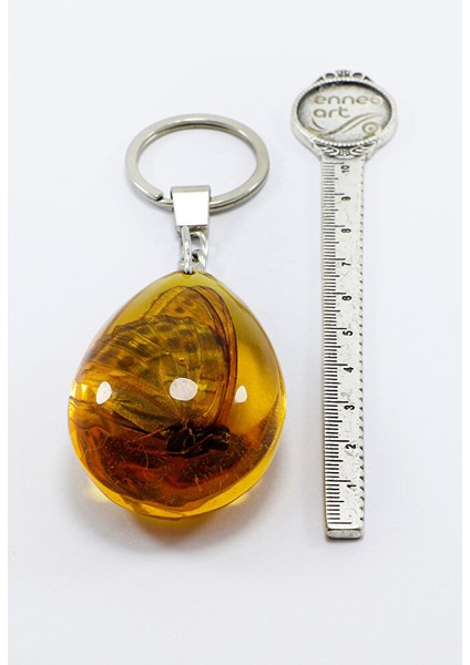 Kehribar Rengi Damla Gerçek Kelebek Fosili Anahtarlık, Kelebekli Hediyelik Anahtarlık indirimleri