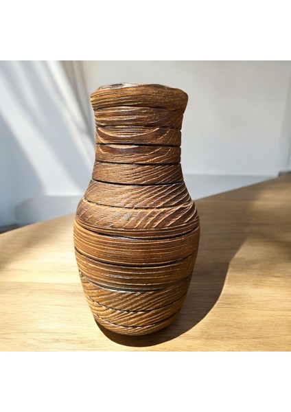 🌲 El Yapımı Çam Ağacından Ahşap Vazo