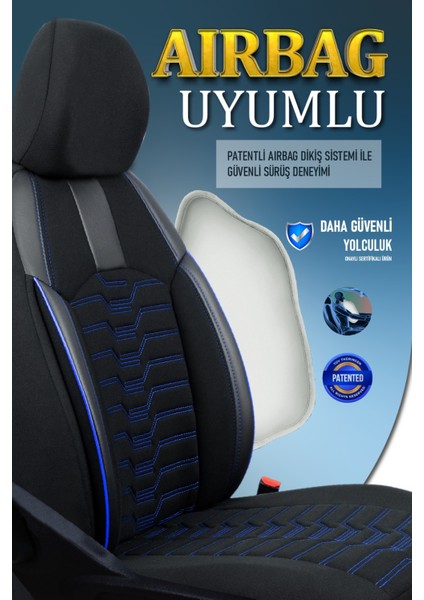 Mercedes A Serisi Deri Detaylı Oto Koltuk Kılıfı Ön Arka Takım Platinium Seri Siyah Mavi Scr fırsatları