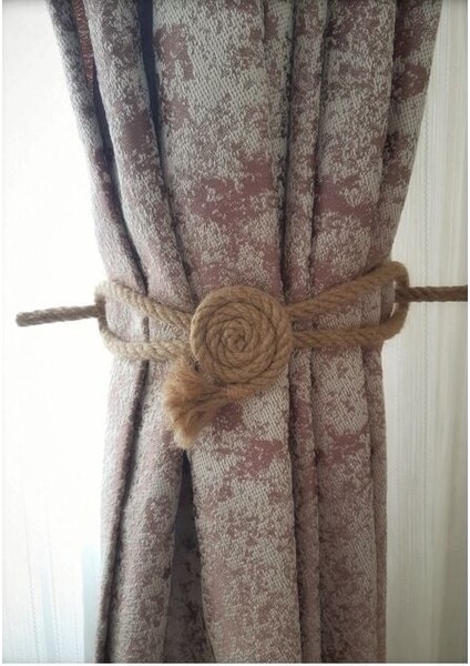 6 Adet Fon Perde Aksesuarı Braçol Tül Perde Tutacağı Perde Süsü Spiral Jüt Halat Estetiği