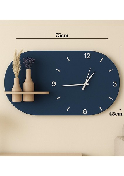 Modern Tasarım Raflı Nera Duvar Saati 75X45 Somon fiyatları
