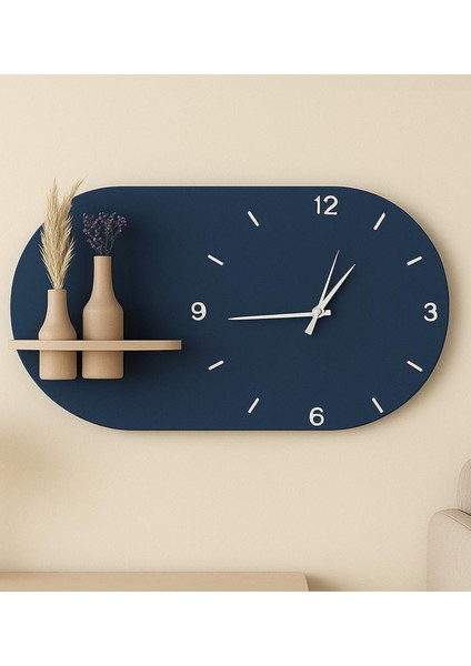 Modern Tasarım Raflı Nera Duvar Saati 75X45 Somon modelleri