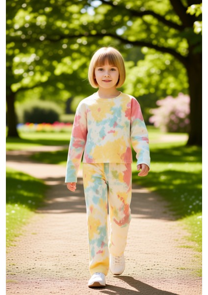 Kız Çocuk Pamuklu Batik Desenli Üst ve Alt Takım Kaliteli Şık Rahat Günlük modelleri