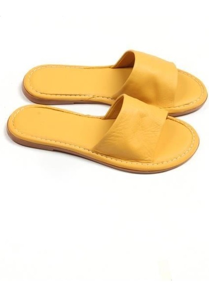 141759 Günlük Düz Terlik Hakiki Deri Sarı fiyatları