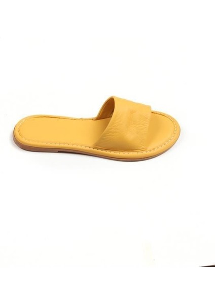 141759 Günlük Düz Terlik Hakiki Deri Sarı modelleri
