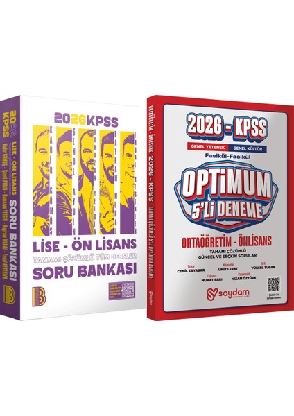 2026 Kpss Lise Ön Lisans Tüm Dersler Tamamı Çözümlü Soru Bankası - Optimum 5 Deneme