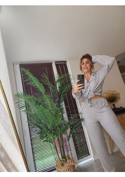 Milan Mavi Çizgili Kadın Pijama Takımı