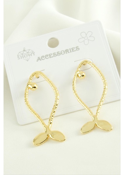 Lvsqvr Balık Trend Metal Küpe-Sarı