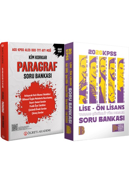 2026 Kpss Lise Ön Lisans Tüm Dersler Soru - 2026 Kpss Kim Korkar Paragraf Soru Bankası