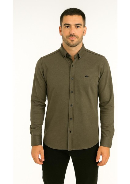 Cafes Uzun Kol Slim Fit Erkek Gömlek - 7434