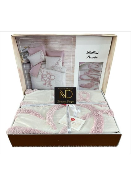 Puff Nakışlı Ranforce Çift Kişilik Anneler Günü Nev Takımı Bellini Pembe indirimleri