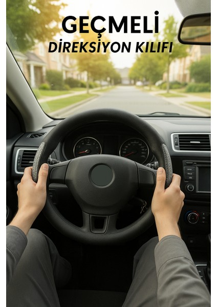 Peugeot 308 2008-2013 Geçmeli Direksiyon Kılıfı Delikli Siyah Gümüş Deri fiyatları