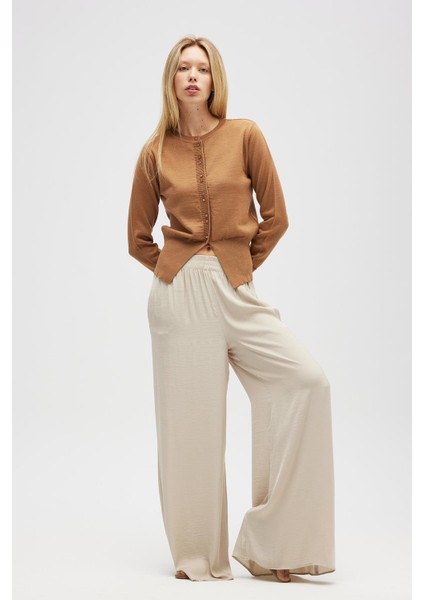 Ripley Çelik Örgü, Düğmeli Kadın Triko Hırka - Camel