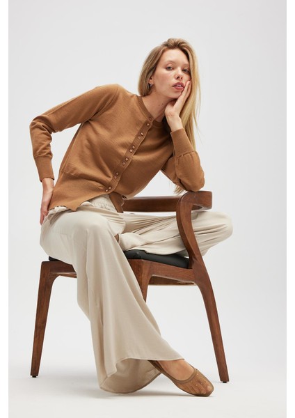 Ripley Çelik Örgü, Düğmeli Kadın Triko Hırka - Camel modelleri