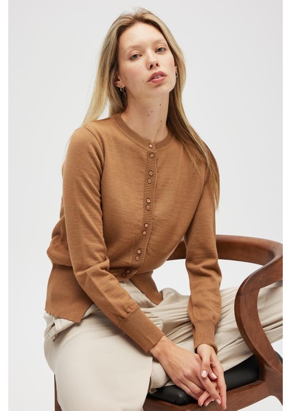 Ripley Çelik Örgü, Düğmeli Kadın Triko Hırka - Camel fırsatları