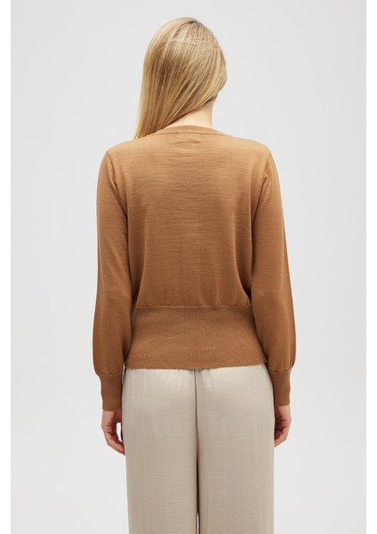 Ripley Çelik Örgü, Düğmeli Kadın Triko Hırka - Camel
