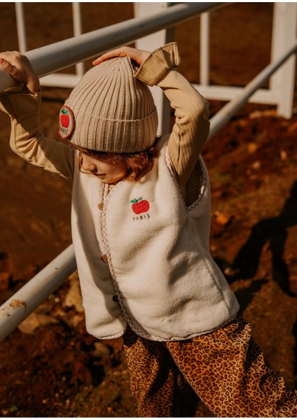 Petit Paris Elma Nakışlı Peluş Krem Yelek fiyatları