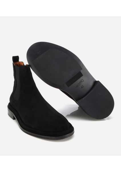 02BOH312240A100 ERKEK Süet Deri Siyah Lastik Detaylı Chelsea Bot
