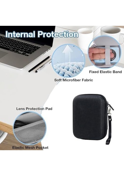 Kamera Sert Kılıfı, Fermuarlı Ağ Cep USB Kablosu ve Piller Için, Askılı Sert Taşıma Çantası, Ile Uyumlu Anında Fotoğraf Makinesi (Gri) modelleri
