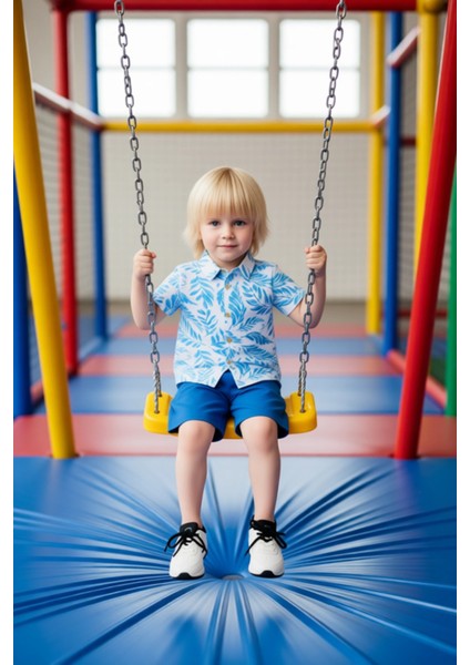 Erkek Çocuk Tropikal Baskılı Kısa Kollu Gömlek ve Şort Takımı Kaliteli Şık Rahat modelleri