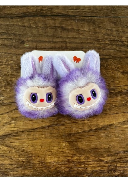 Kız Çocuk Labubu 2'li Peluş Pelüş Lastik Lastikli Toka Seti