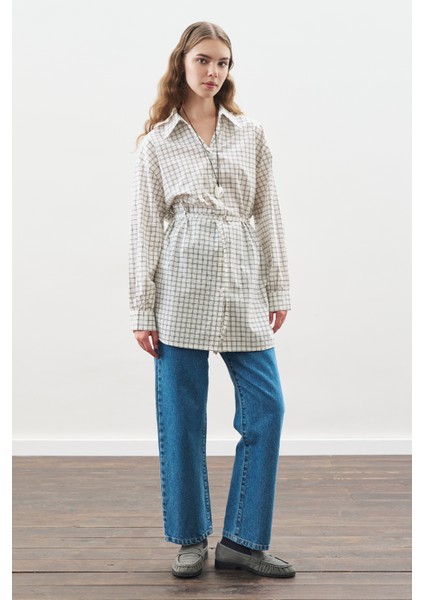 Desenli Poplin Tunik Ekru fiyatları