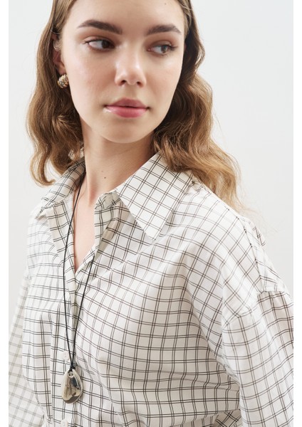 Desenli Poplin Tunik Ekru fırsatları