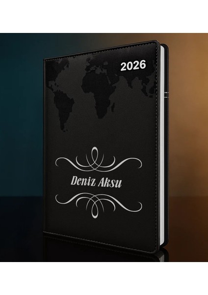 Kişiye Özel Isimli Termo Sert Kapak 2026 Siyah Ajanda -1, Öğretmenler Günü Hediyesi, Yeni Iş Hediyesi