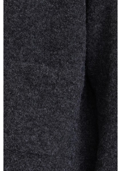 Kadın Onlpıemonte Sıfır Yaka Torba Cepli Yünlü Hırka 15344118 Koyu Gri fırsatları