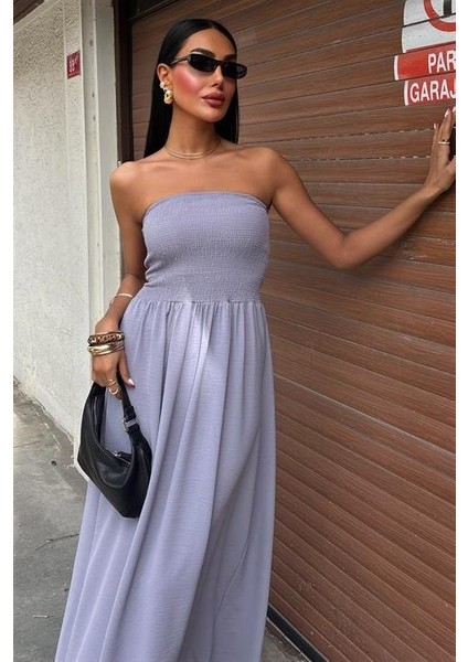 Göğsü Gipeli Straplez Elbise 2878